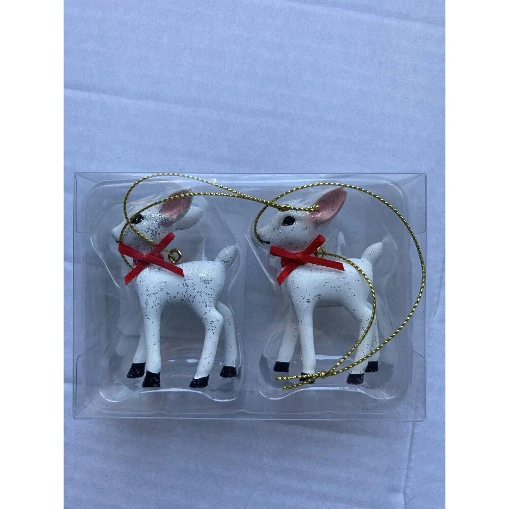 Target Wondershop Retro Small Pink deer Fawn Christmas Ornament 2024 Set Of 2